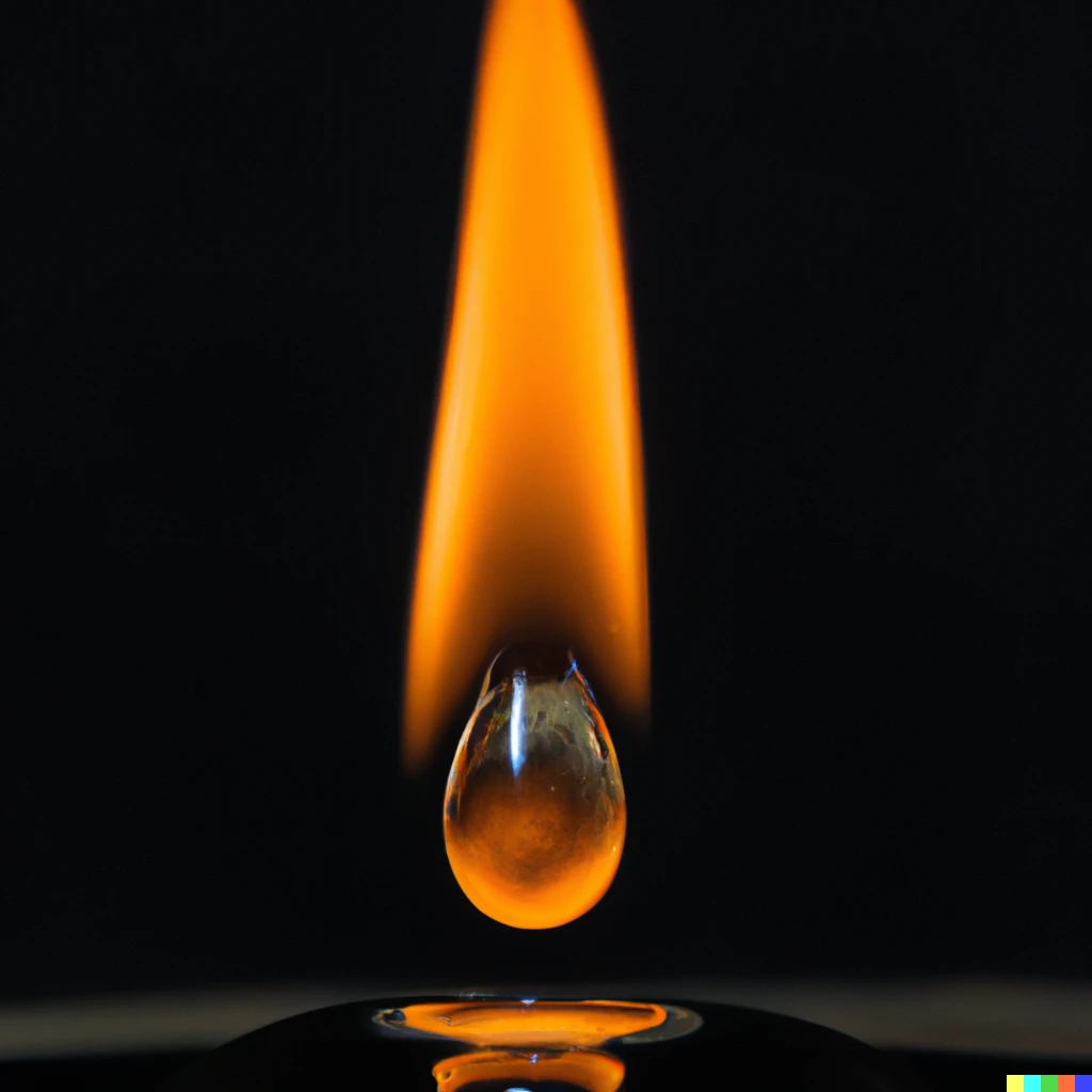 Prompt: a flaming drop of water