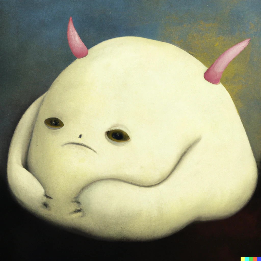 Prompt: a surrealist dream-like oil painting by Salvador Dalí of a Squishmallow