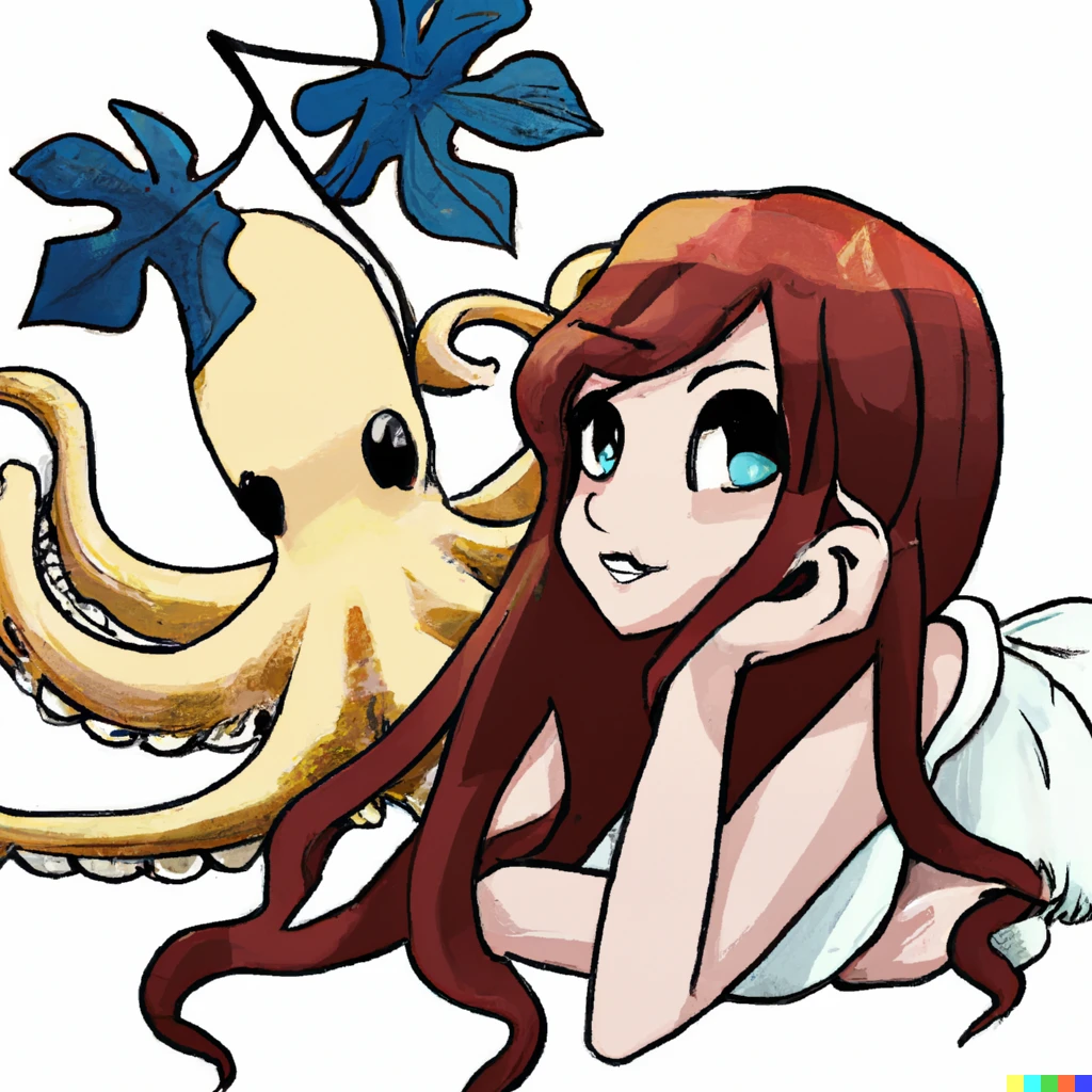 Prompt: Octopus waifu