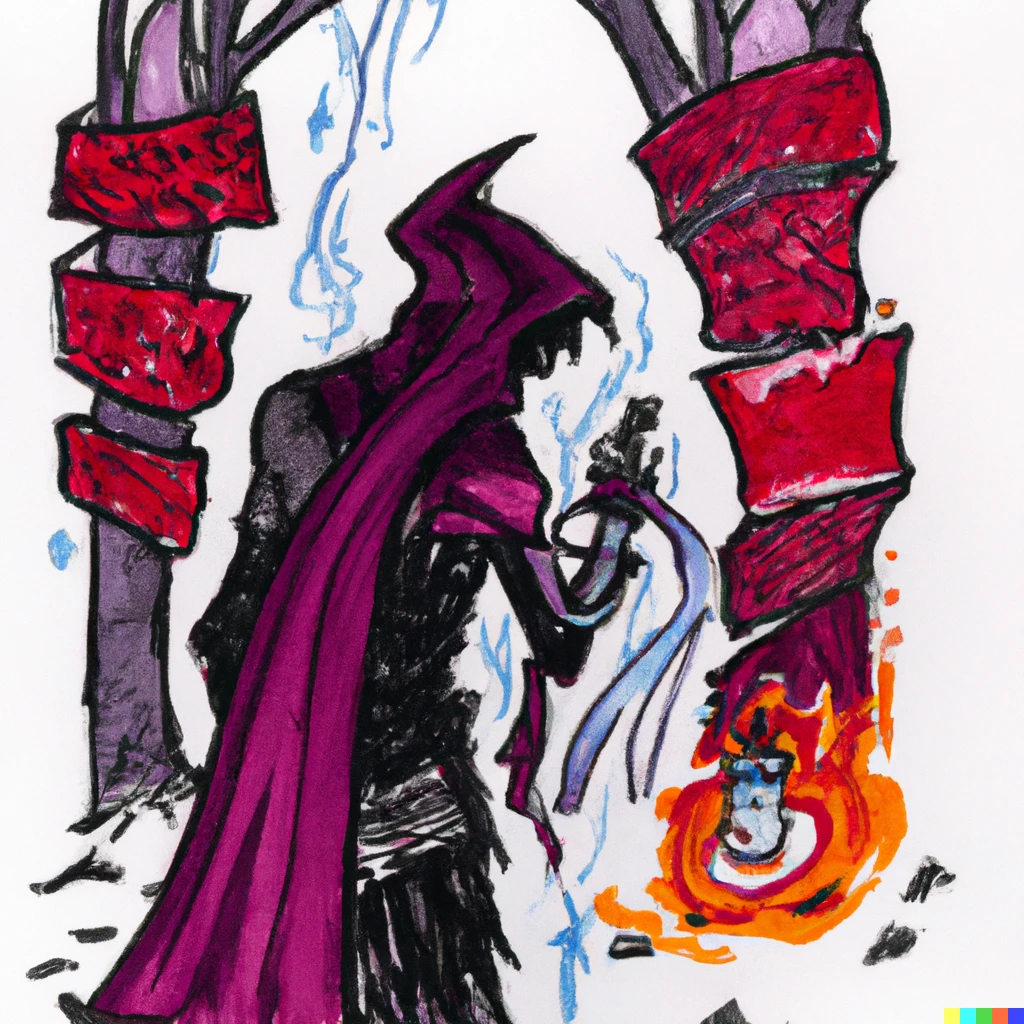 Prompt: A Bloodborne character trapped in the Elden Ring setting Drawn in. Copic markers