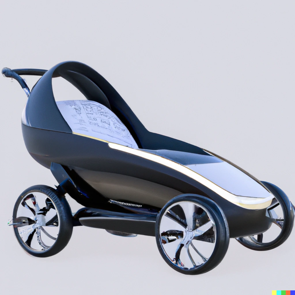Prompt: A stroller made by tesla