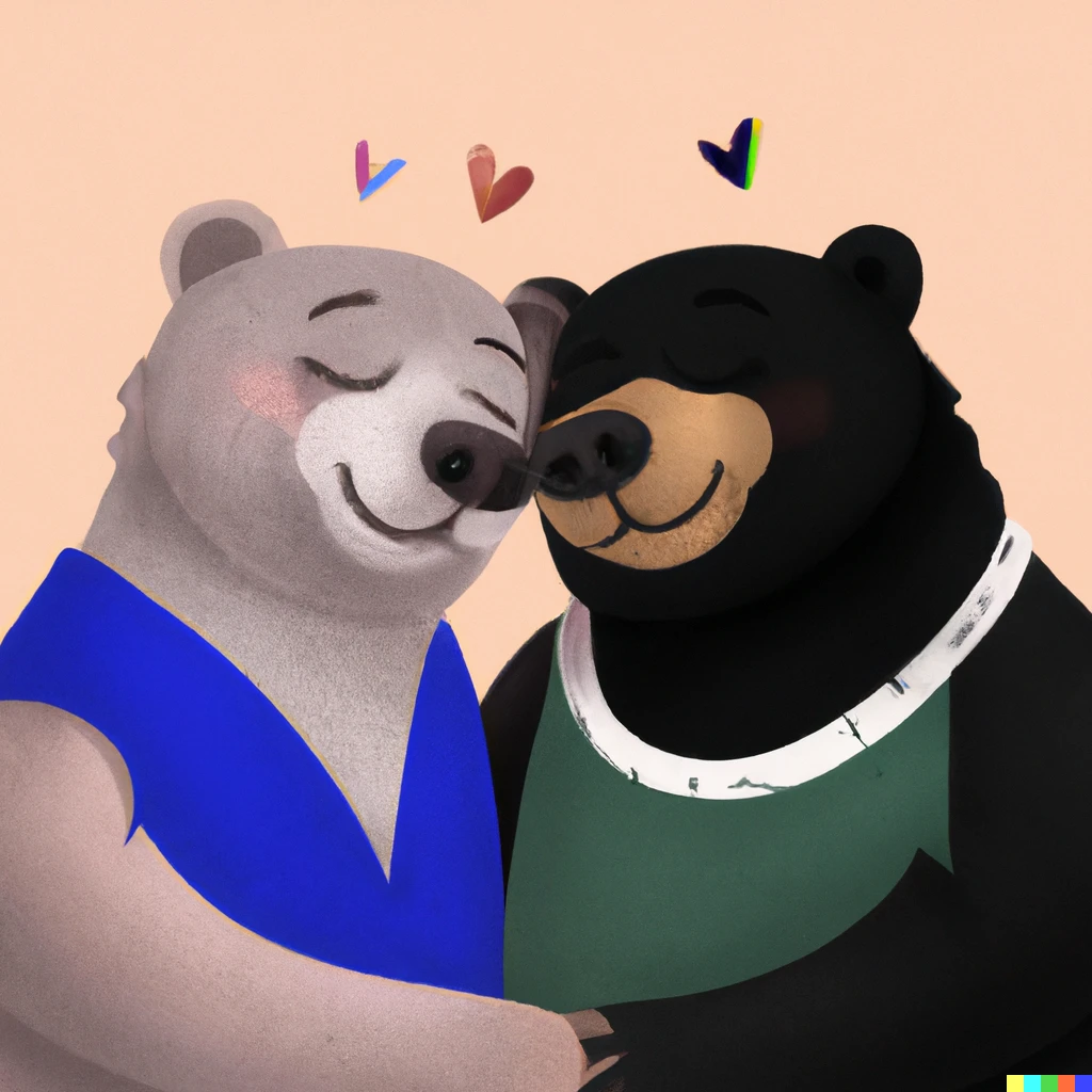 Prompt: gay bears dating digital art