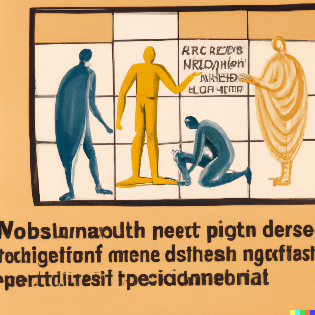 Prompt: a painting interpreting "(1) Human dignity shall be inviolable. To respect and protect it shall be the duty of all state authority. " west german postmodernism
