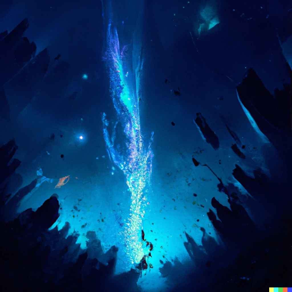 Prompt: The starry sky begins to fracture as magic from another world seeps through the cracks, beautiful 8k digital art trending on artstation