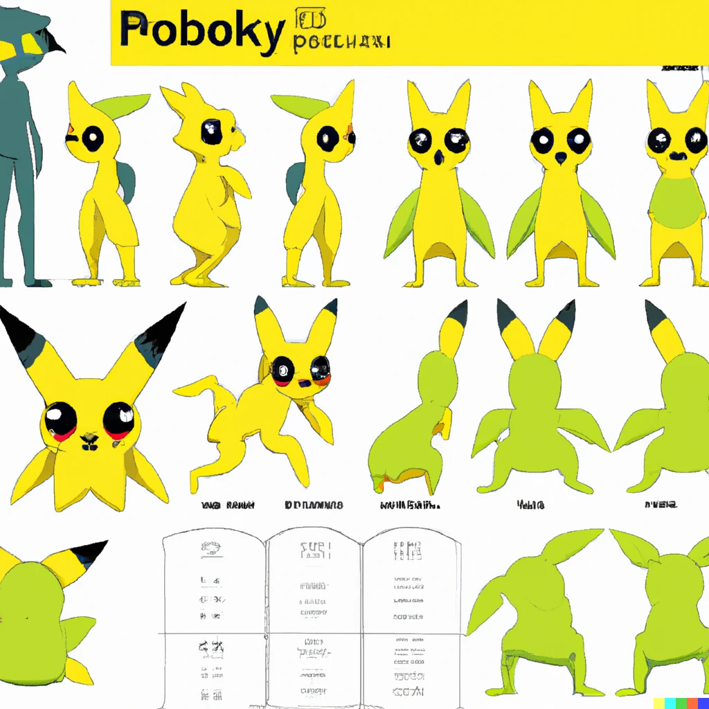 Prompt: A model reference character sheet of a pokemon