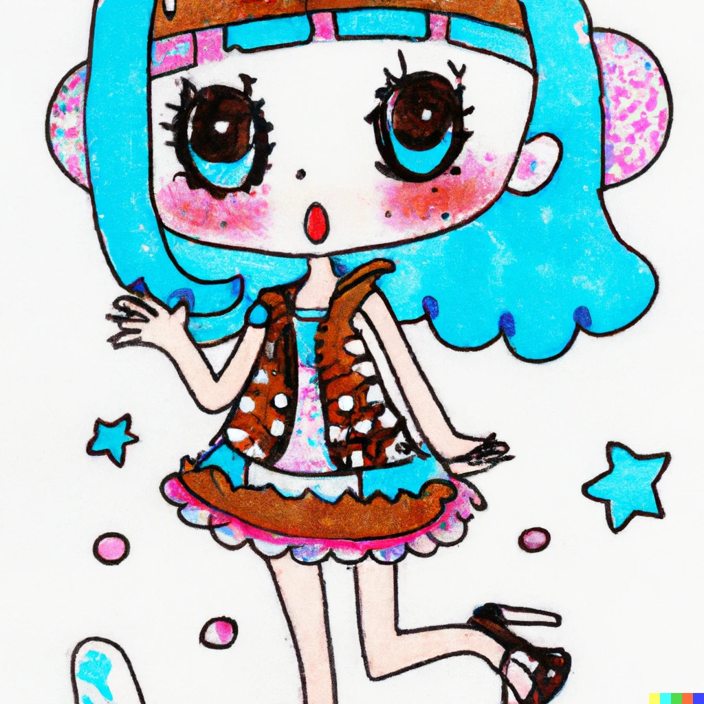 Prompt: bling pop cute girl drew by Ado Mizumori, water color pencil