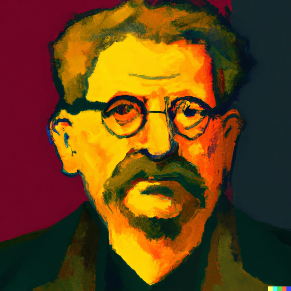 Prompt: an expressionist portrait of Leon Trotsky