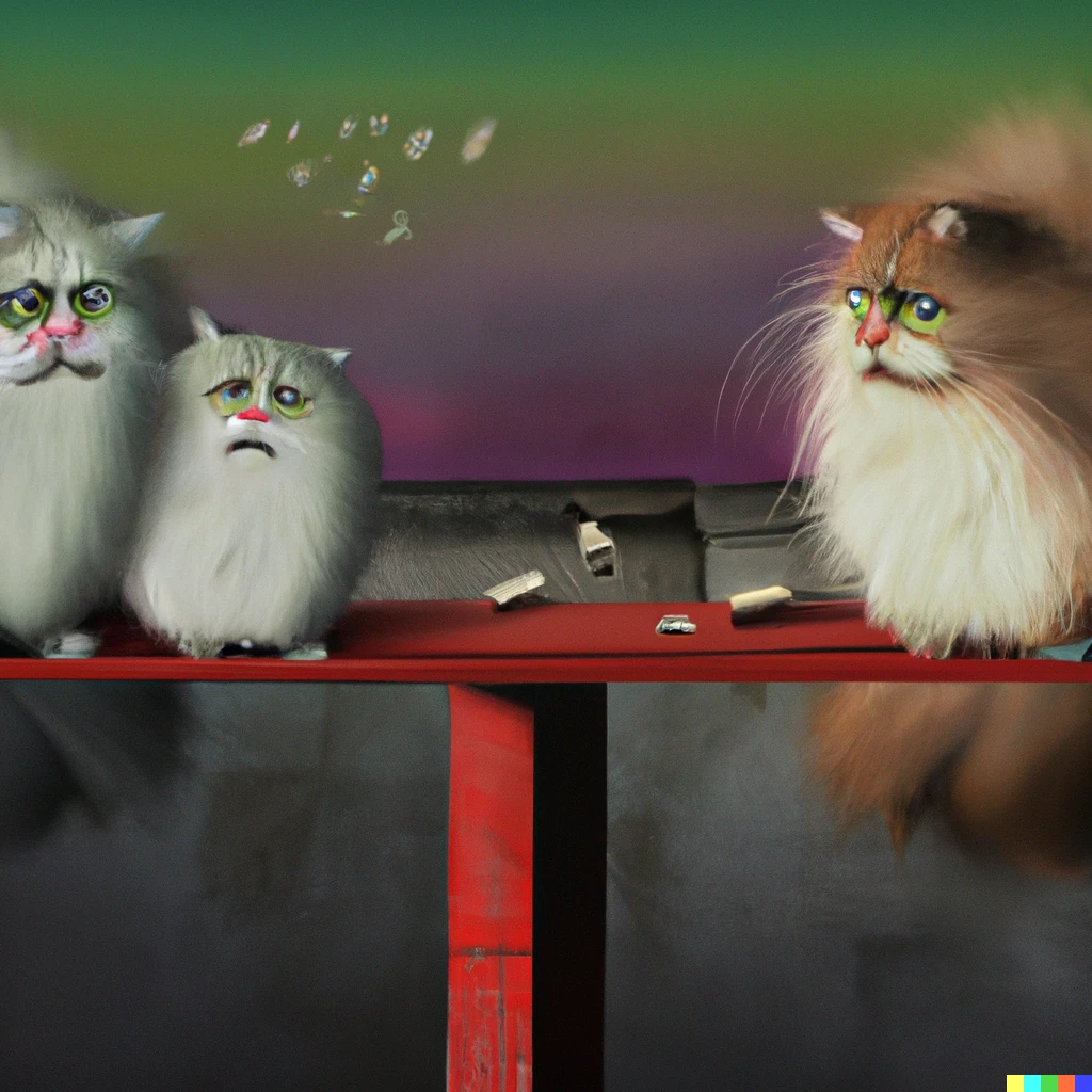 Prompt: Two cats going through a divorce, surrealism