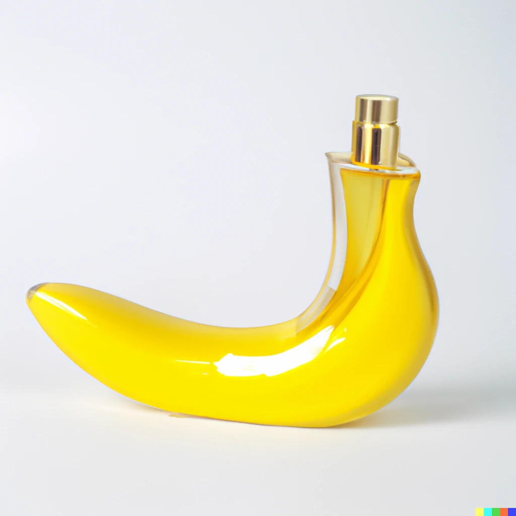 Prompt: A perfume bottle in the shape of a banana