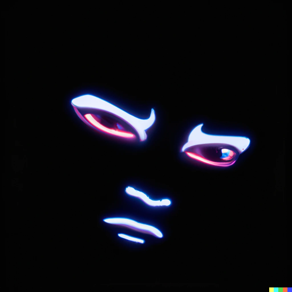 Prompt: A futuristic neon lit cyborg face