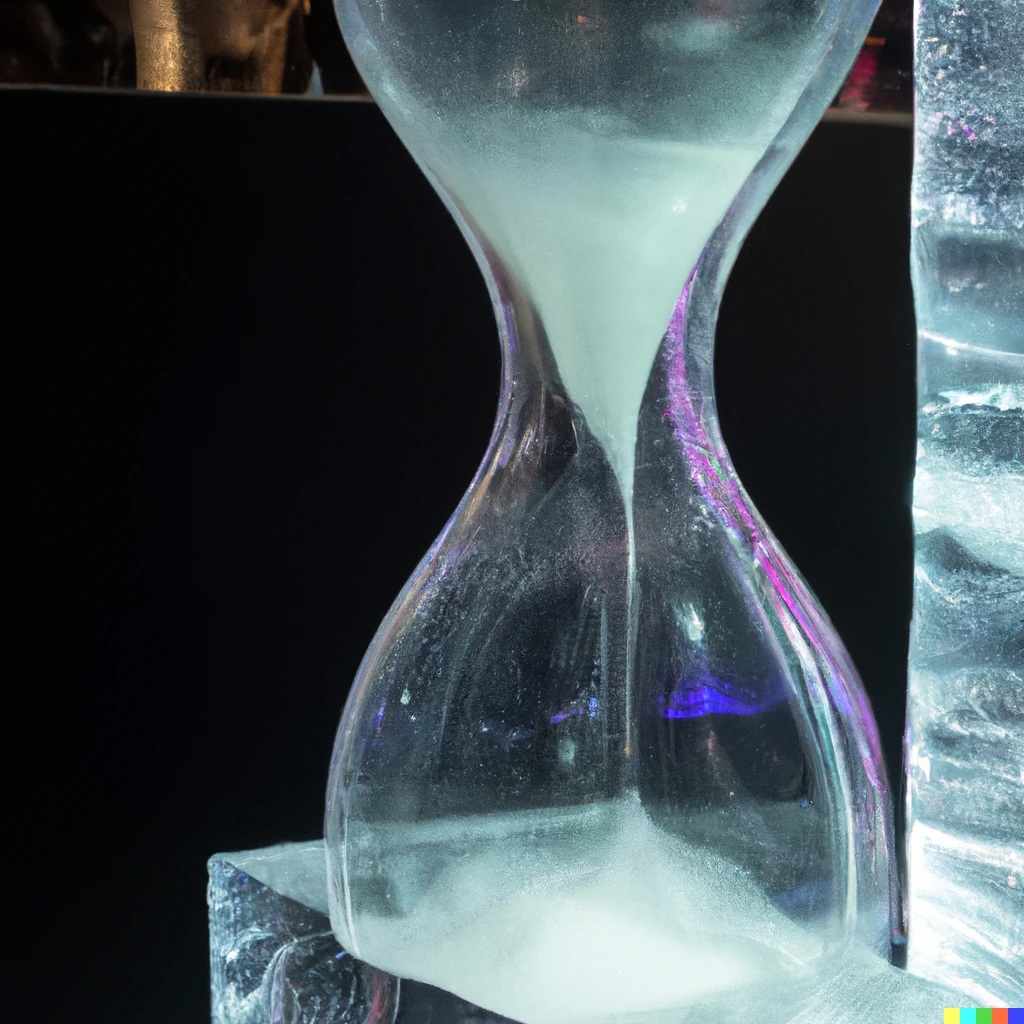 Prompt: ice sculpture of an hour glass 