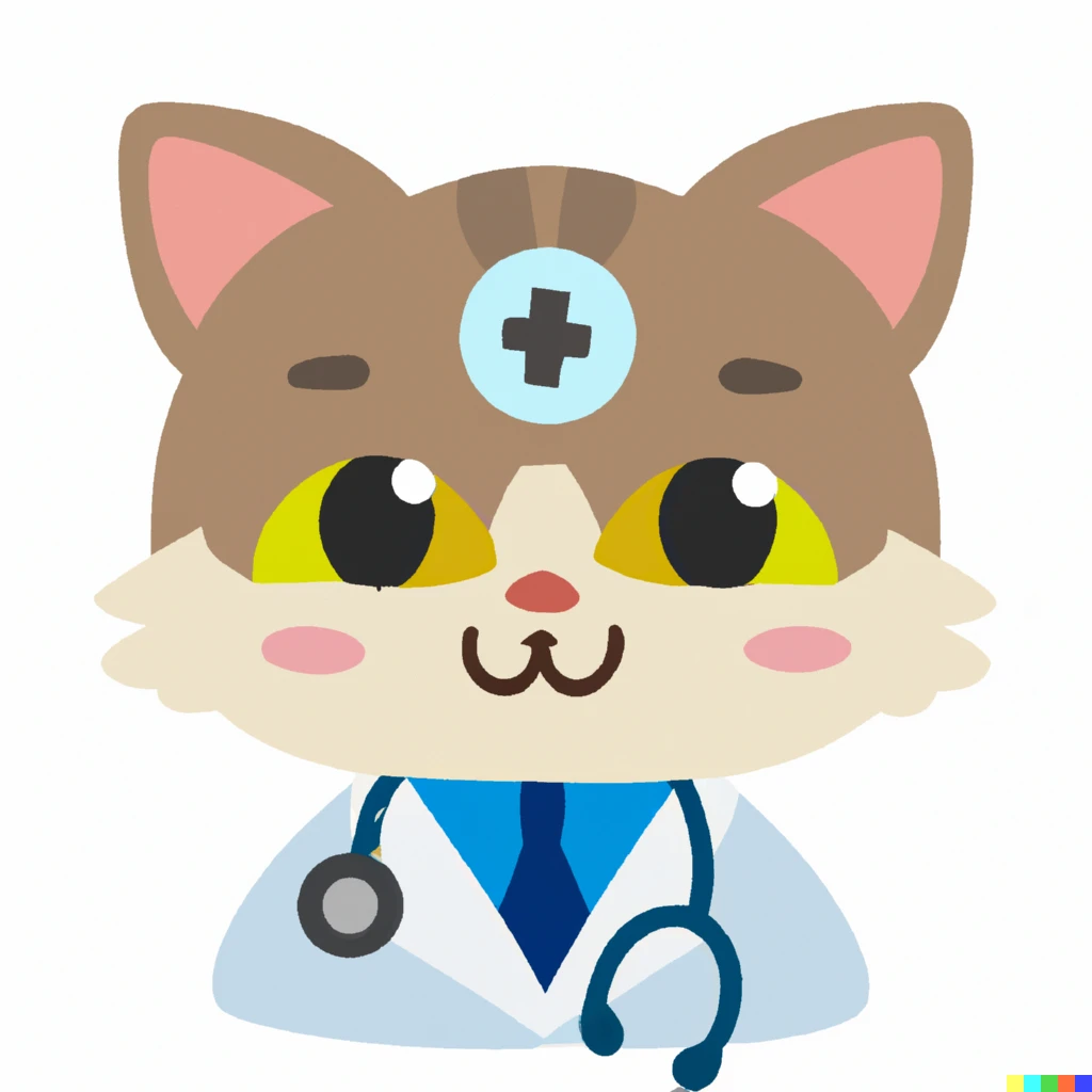 Prompt: An emoji of a doctor cat with a laboratory coat and stethoscope