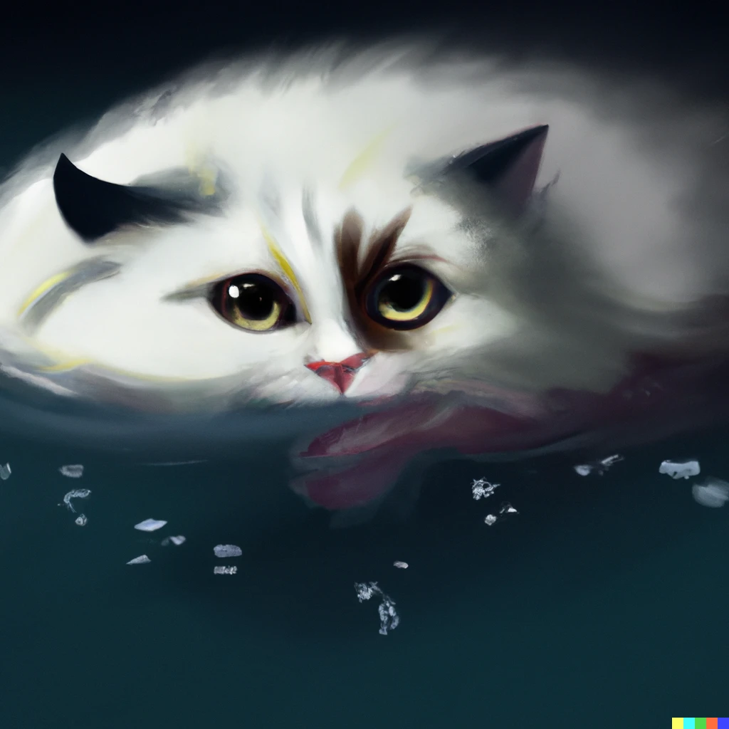 Prompt: Fluffy cat swimming Photorealistic