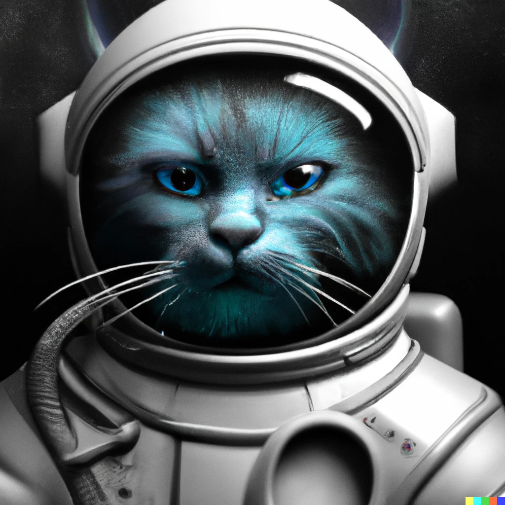 Prompt: portrait of cool cat in space suit, 3D render