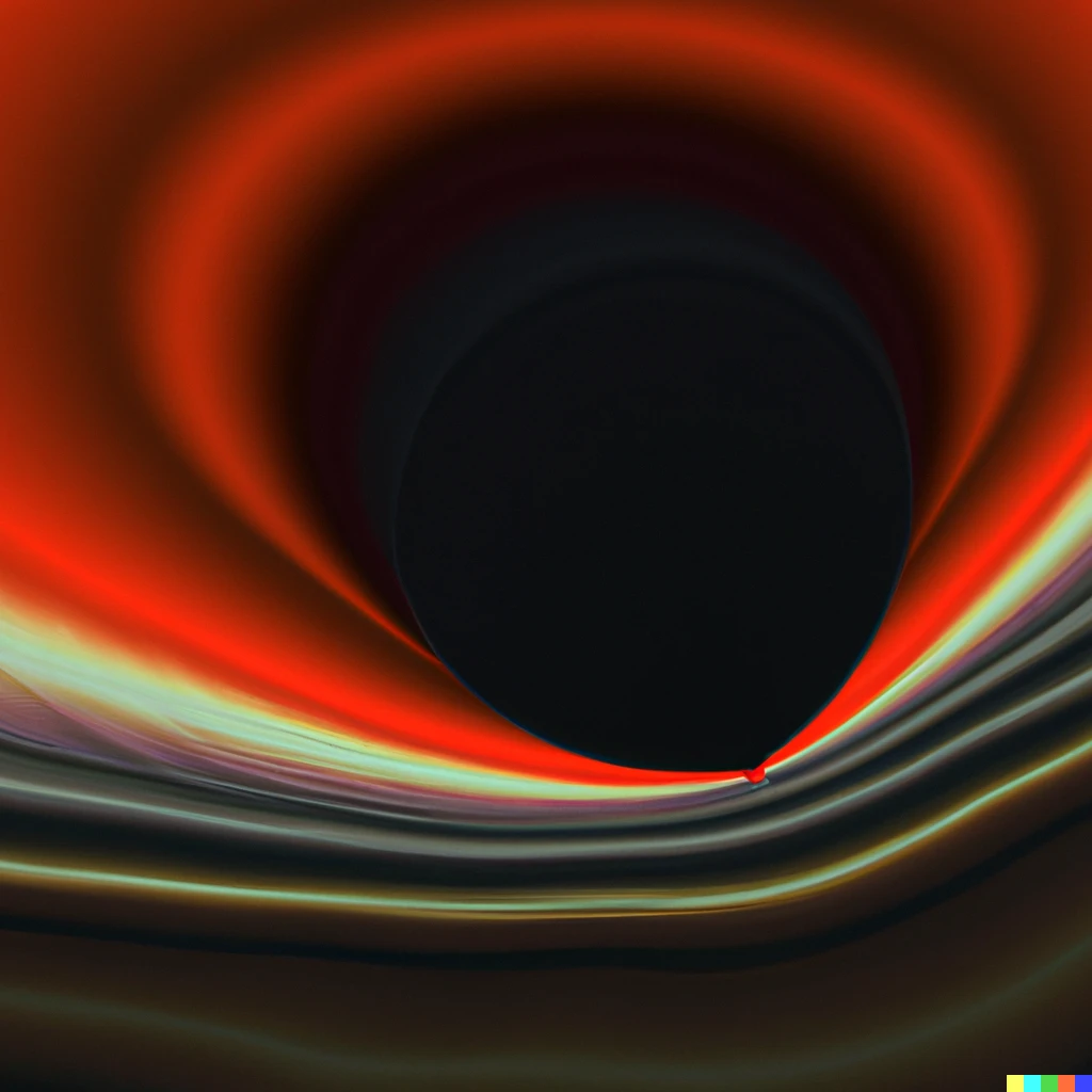 Prompt: Orange accretion disks forming around a massive black hole, Georgia O’Keeffe style