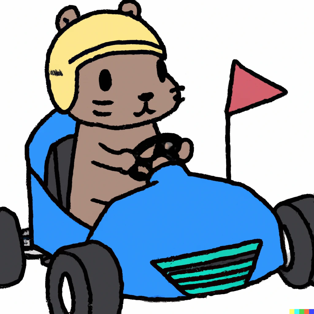 Prompt: capybara is driving Go-Kart