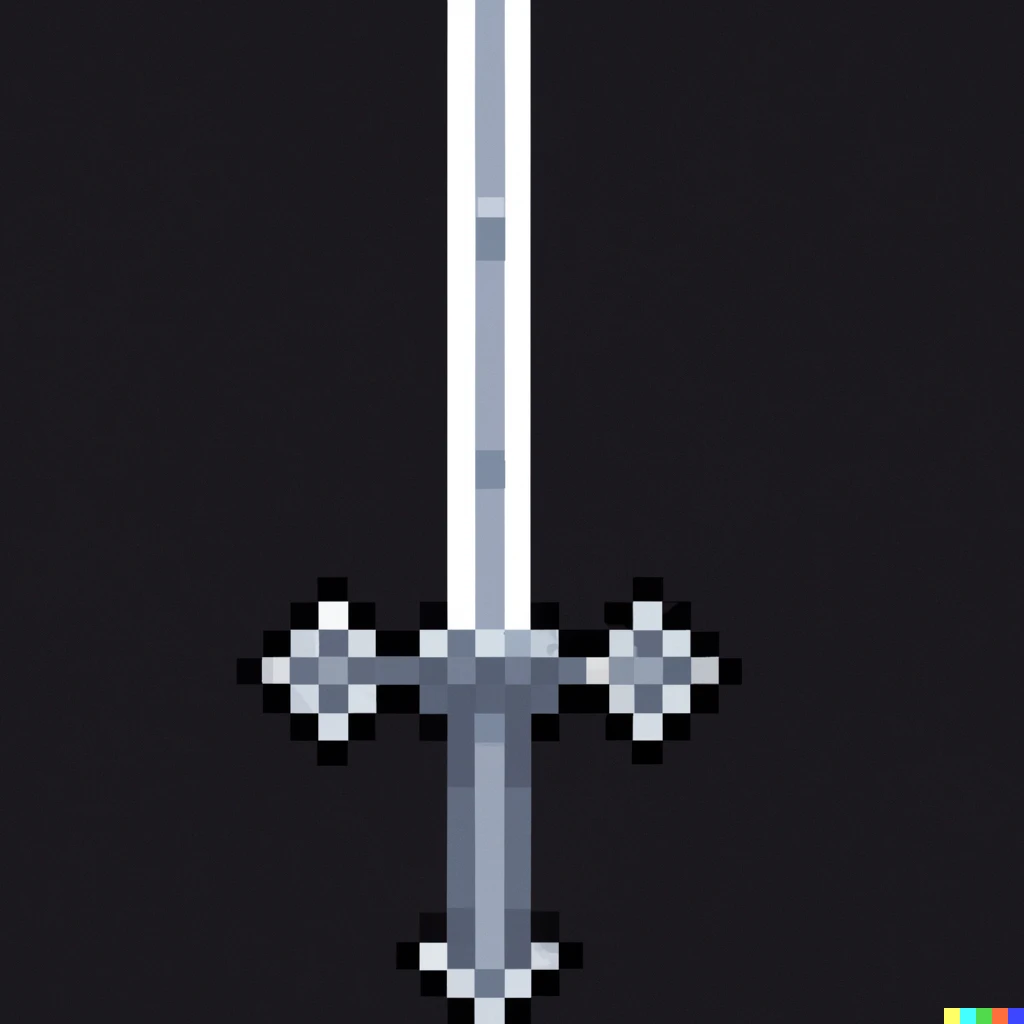 Prompt: minecraft texture for an epic sword, pixel art