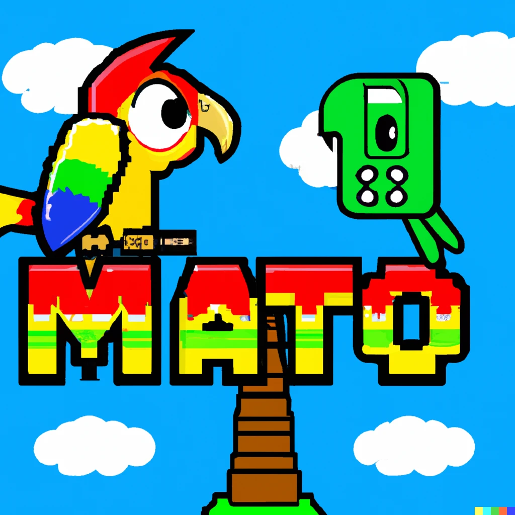 Prompt: a Mario game co-starring a parrot