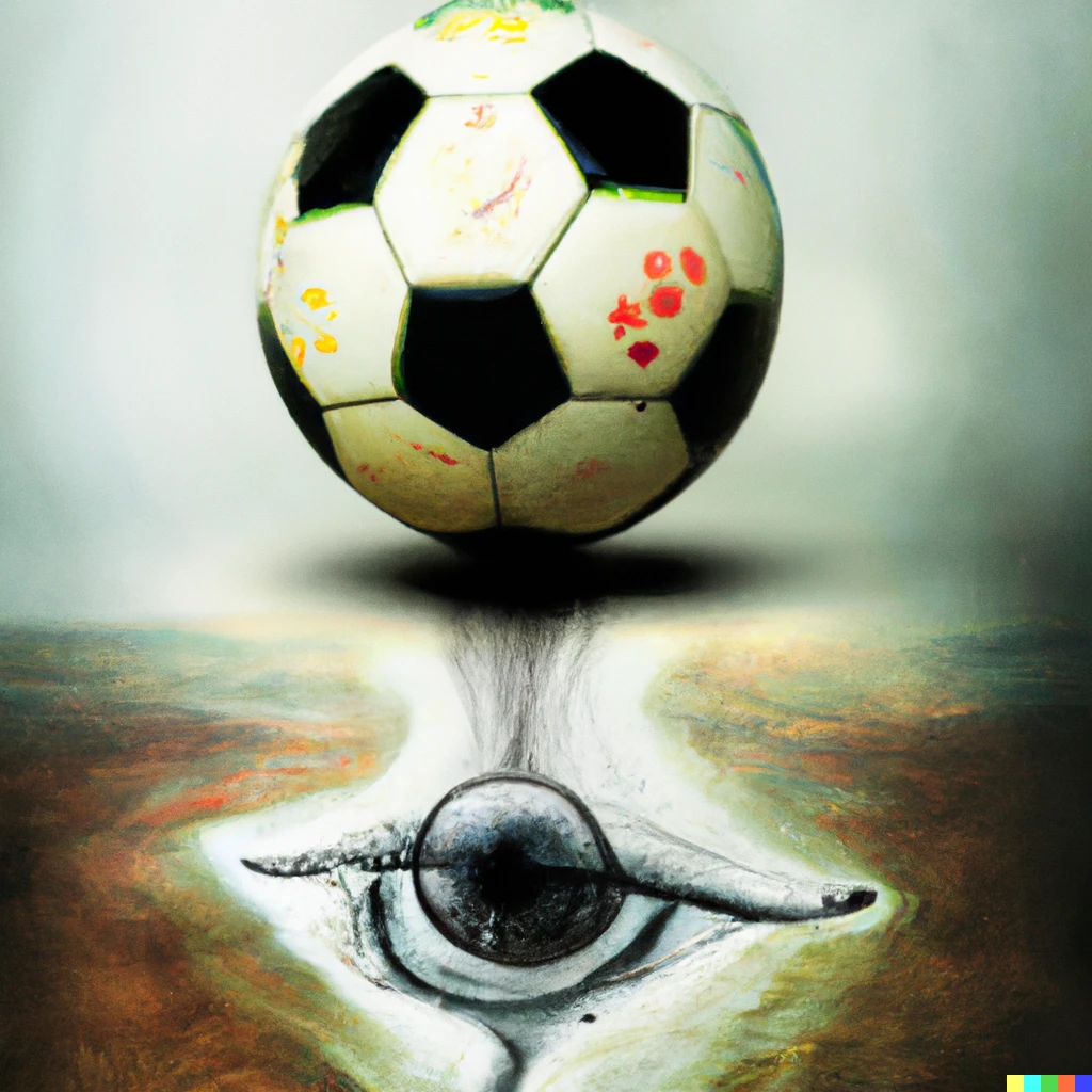 Prompt: The spiritual soul of a soccer ball painted by Dalí in surrealist photo