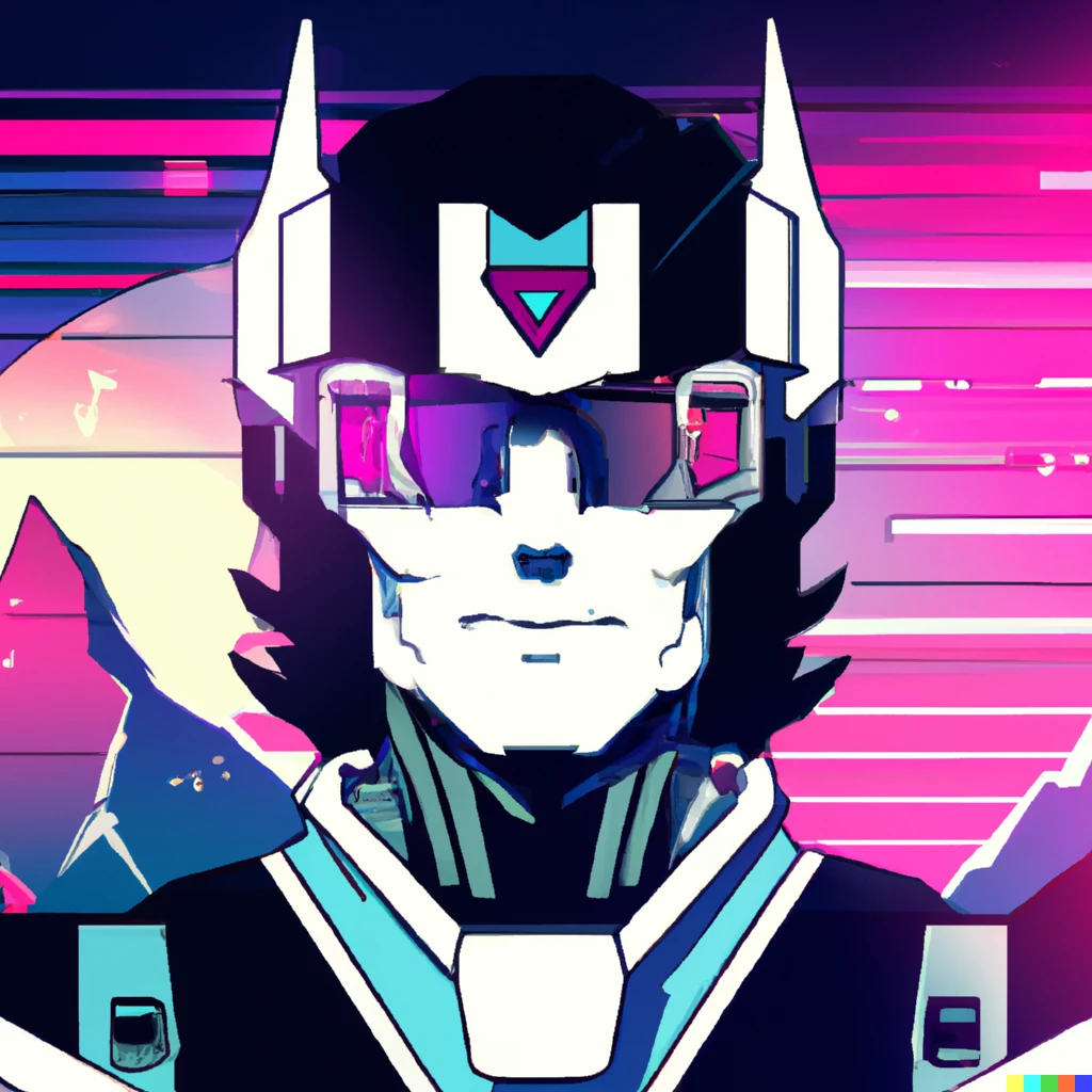 Prompt: Voltron, synthwave