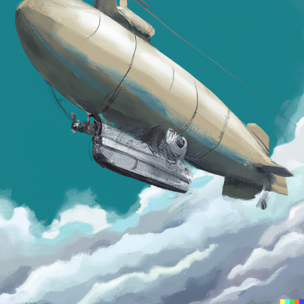 David × DALL·E 2 | A WW2-era dieselpunk airship, flying through the ...