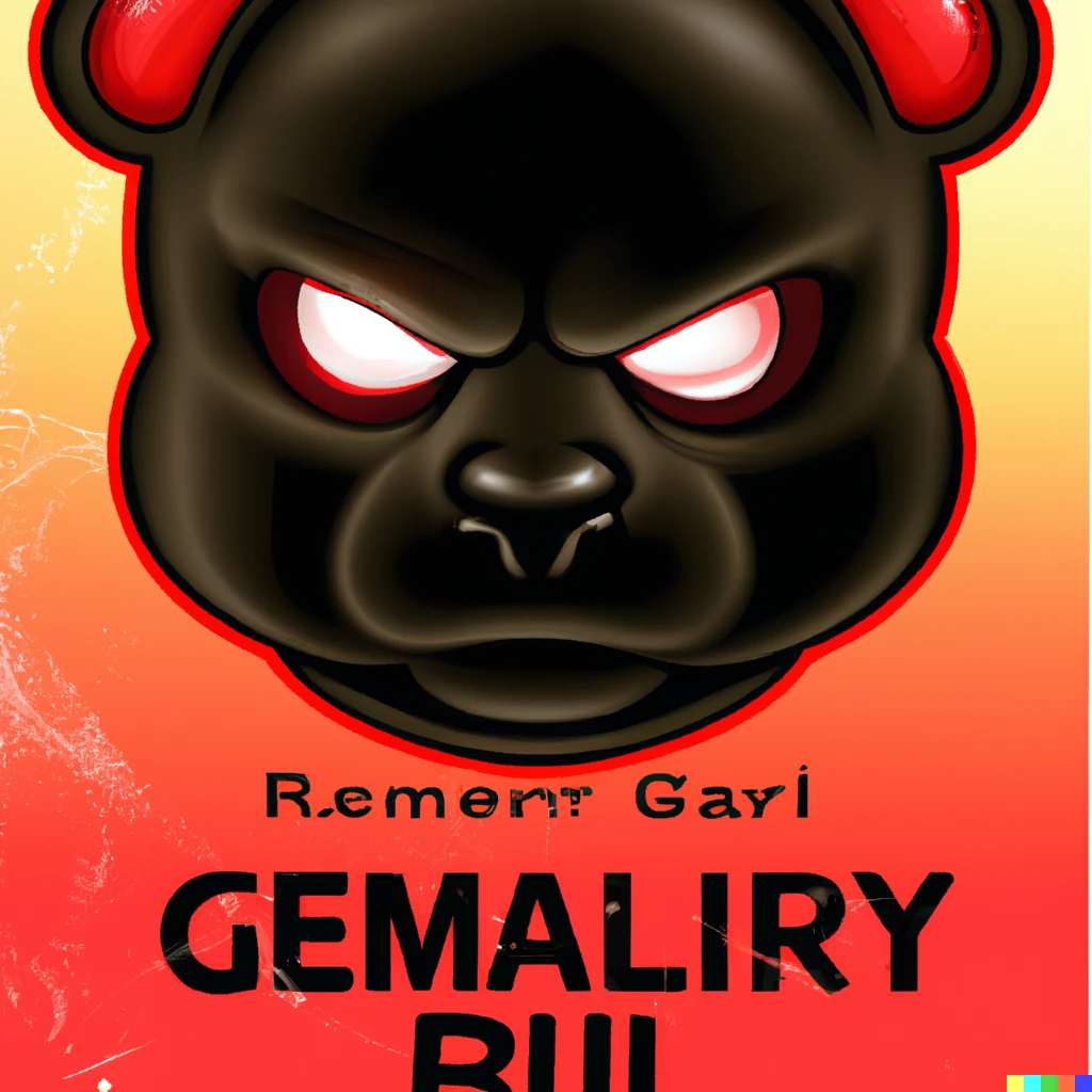 Prompt: Evil horror movie poster gummy bear