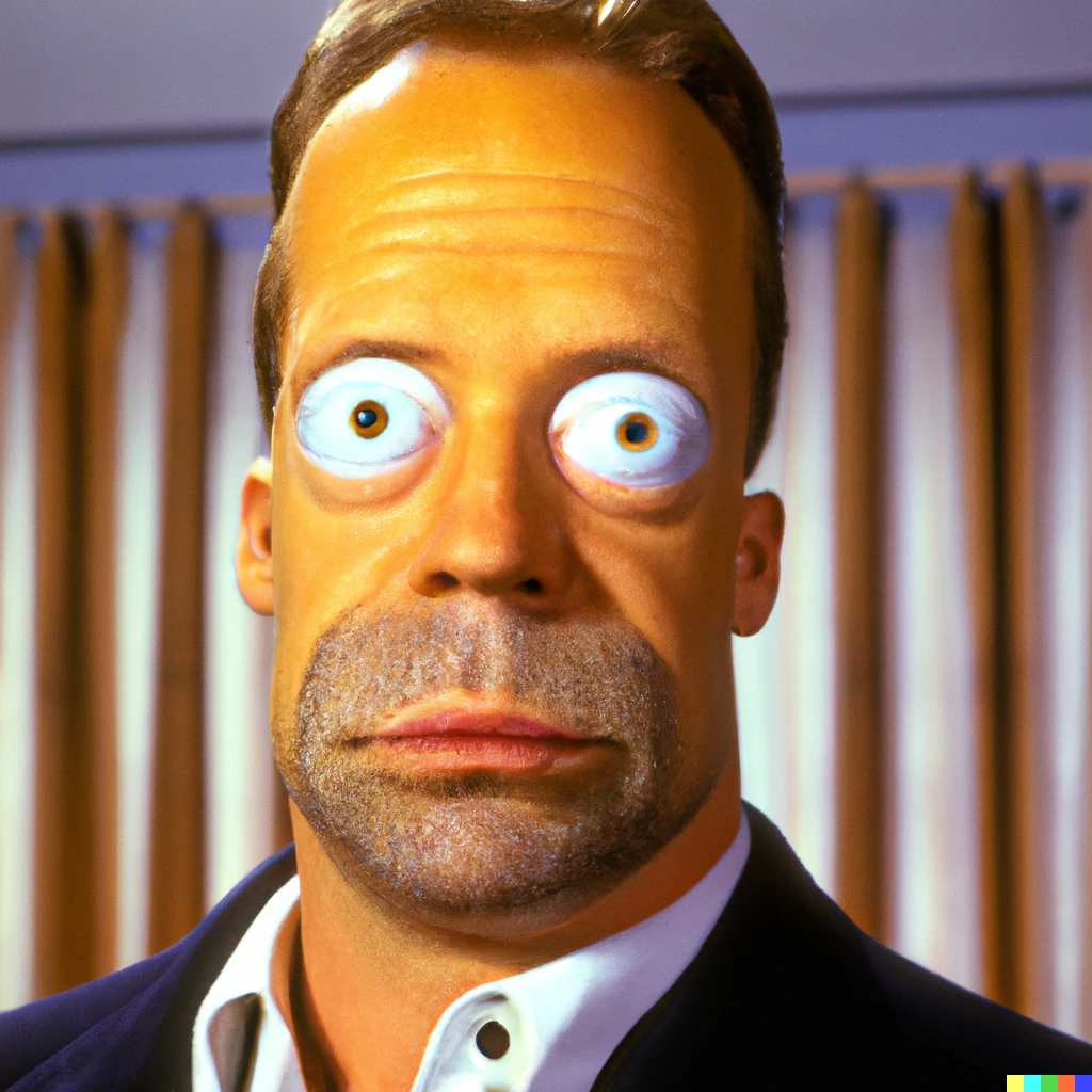 Prompt: Homer Simpson in the movie true lies 1994