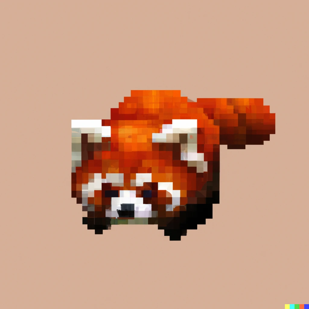 Prompt: a red panda, voxel Art