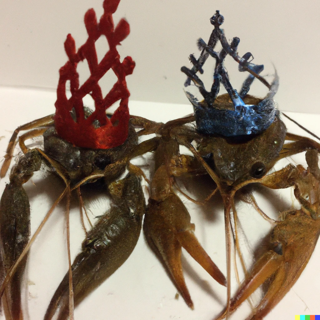 Prompt: Crawdads in Tiaras