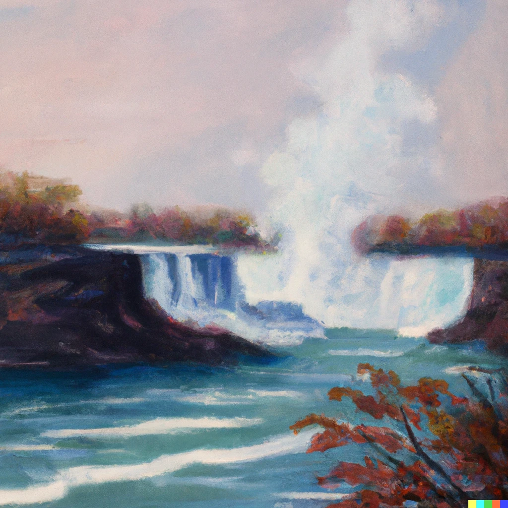 Prompt: Niagra falls oil painting 