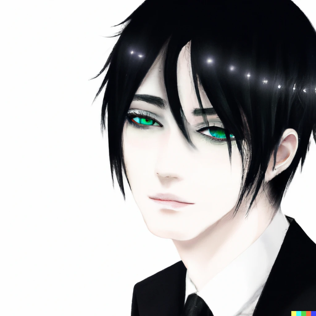 Prompt: B-PROJECT　An idol-like man with a beautiful androgynous face who narrows his eyes as he looks at the camera. He wears a suit, has black hair, is thin, and is in his early twenties. He has an easy-going cool demeanor. An illustration where you can almost hear him breathing.