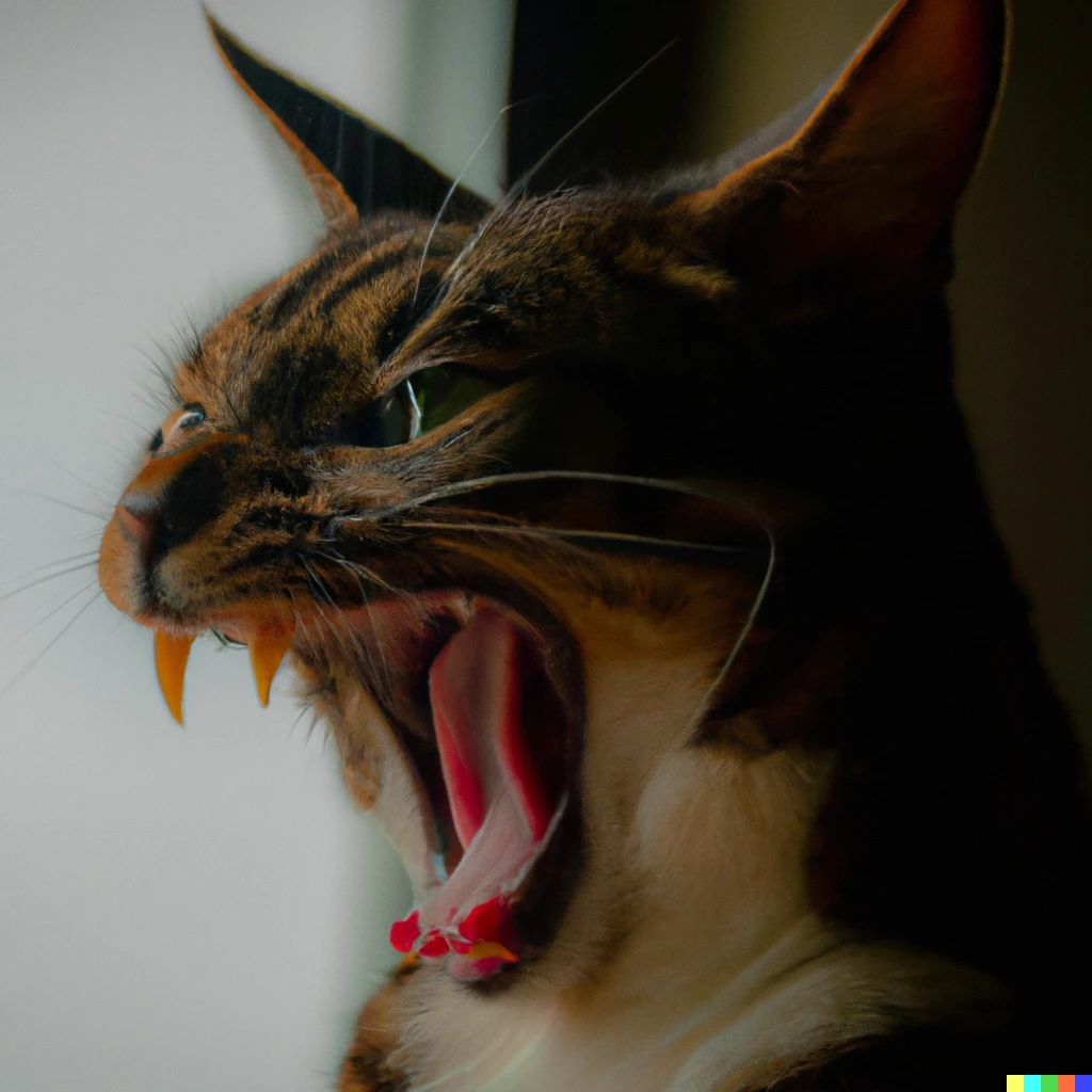 Prompt: A cat yawning as the world ends