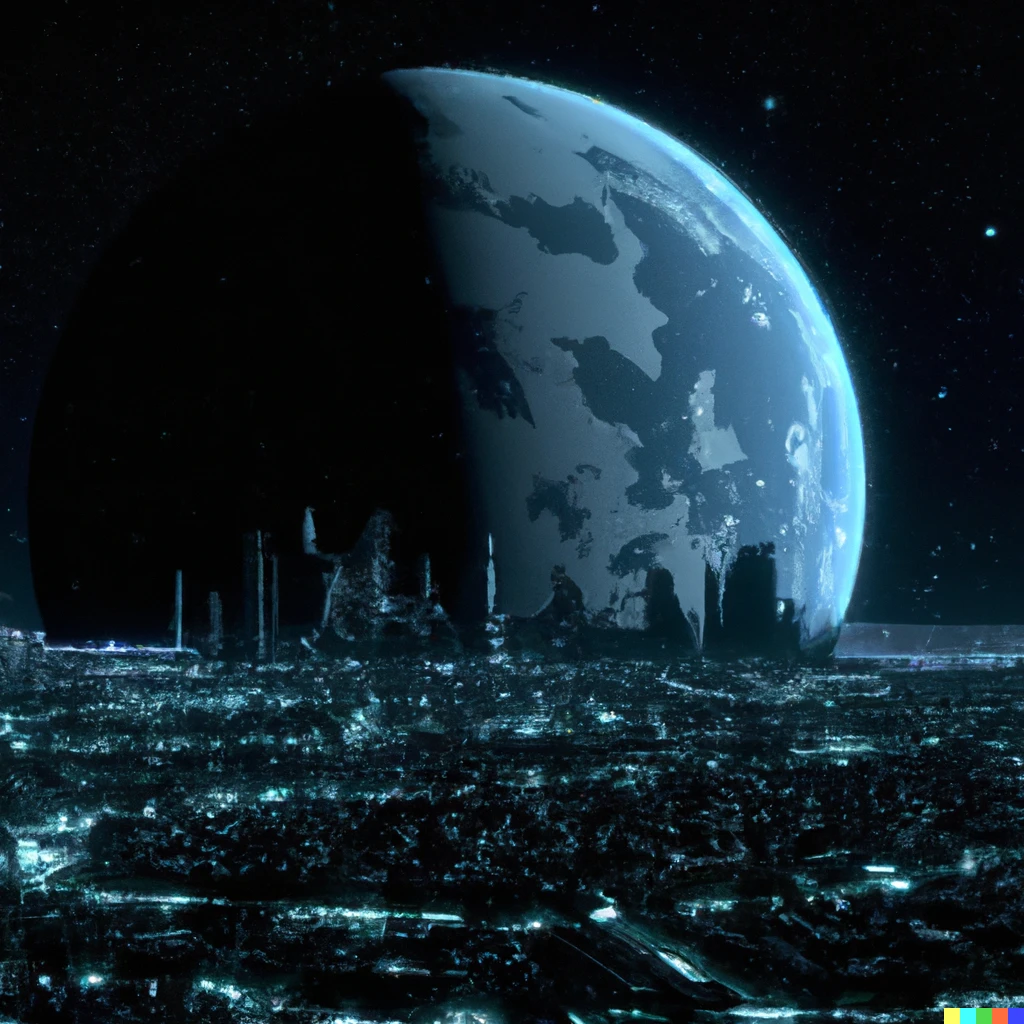 Prompt: A futuristic city on the moon lit up background the earth and stars 

Cyberpunk 3d renders 