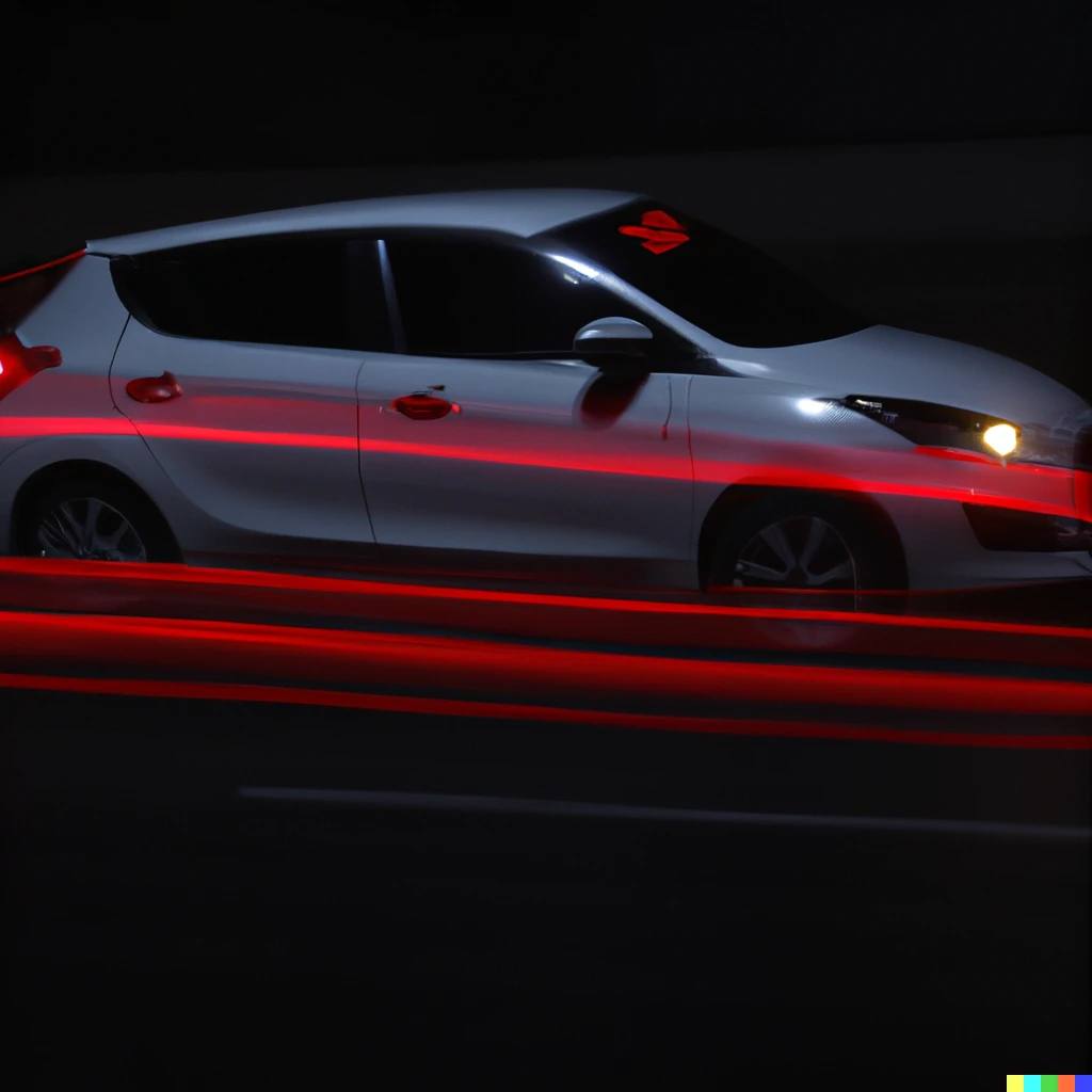 Prompt: The most beautiful car with lights effects around it made by a long exposure shot