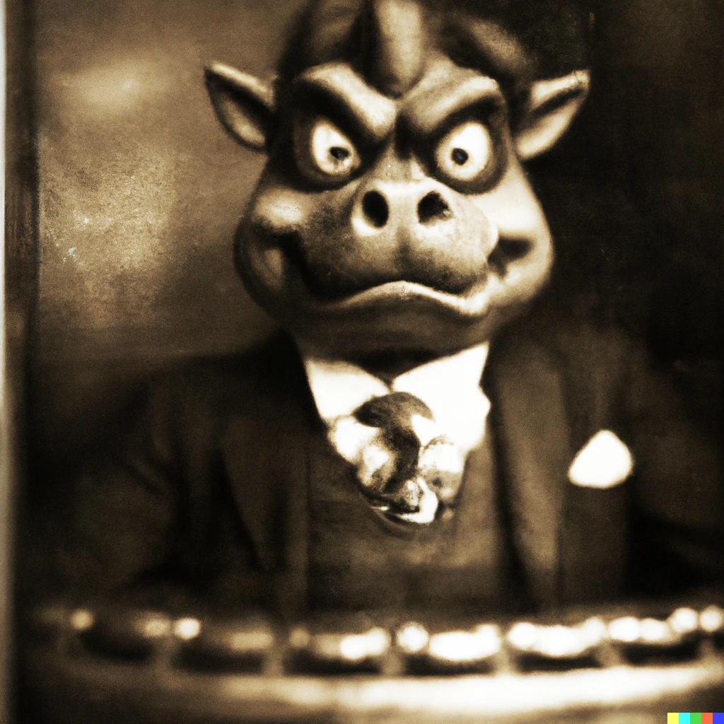 Prompt: Nintendo's Bowser dressed as evil business mogul John D. Rockefeller, daguerreotype portrait 