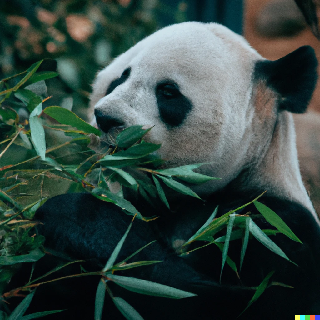 Prompt: panda eating eucalyptus, national geographic