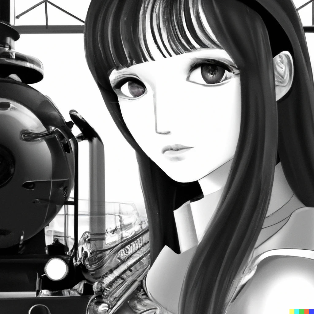 Prompt: 蒸気機関車8620をモチーフにして描かれた美少女