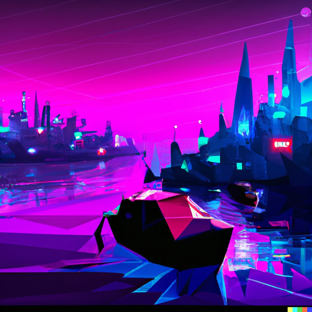 Prompt: Cyberpunk Venice, low poly, extremely detailed, wallpaper, 4k