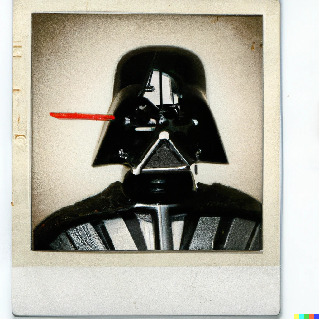 Prompt: Polaroid of Darth Vader