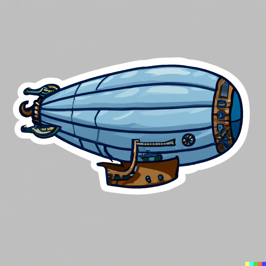 Prompt: fantasy medieval airship ,adobe sticker illustration svg