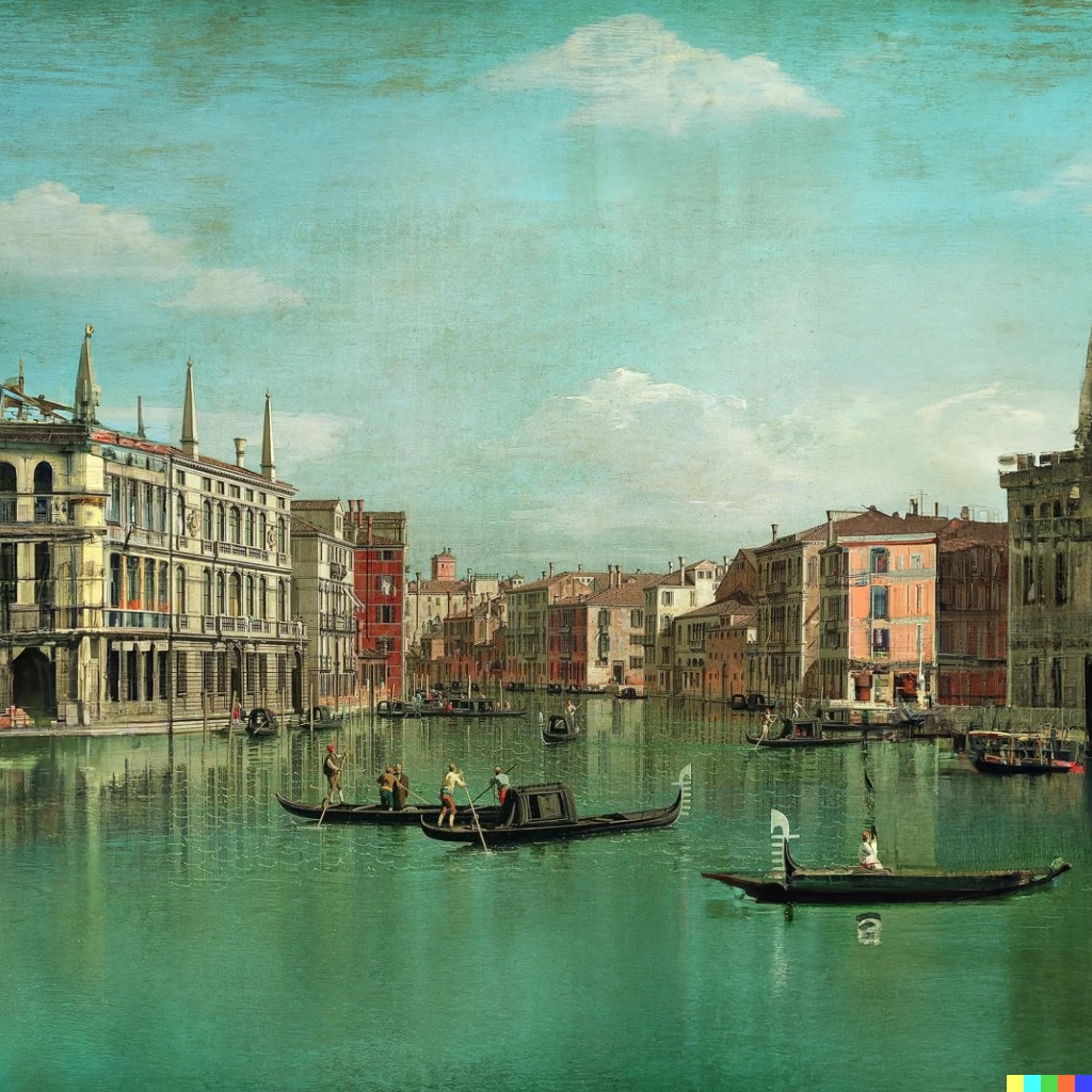 Prompt: A canvas painting of Venice