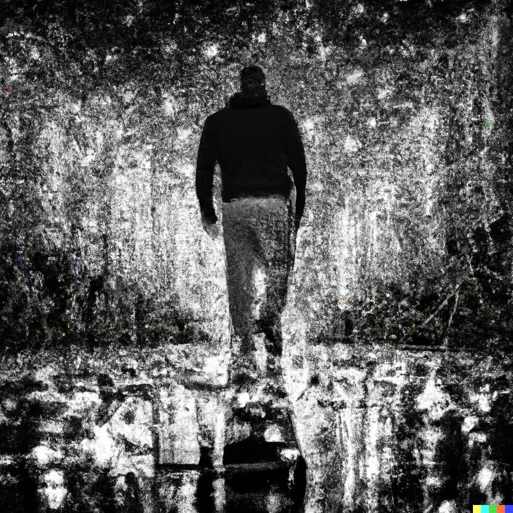 Prompt: A large man steps out into the starry light, which was reflected by thousands of silver leaves all around him. 