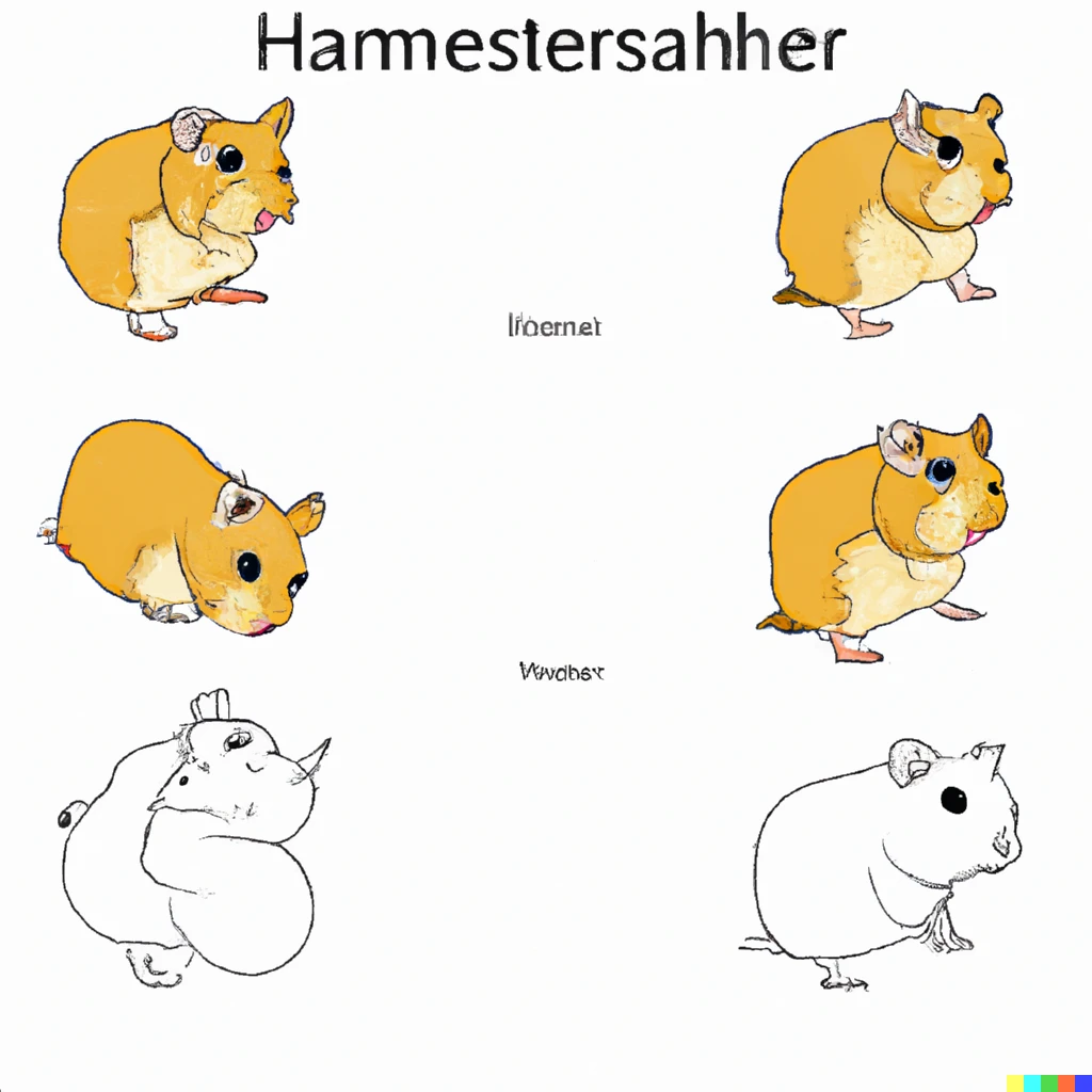 Prompt: step-by-step tutorial to draw realistic golden hamster
