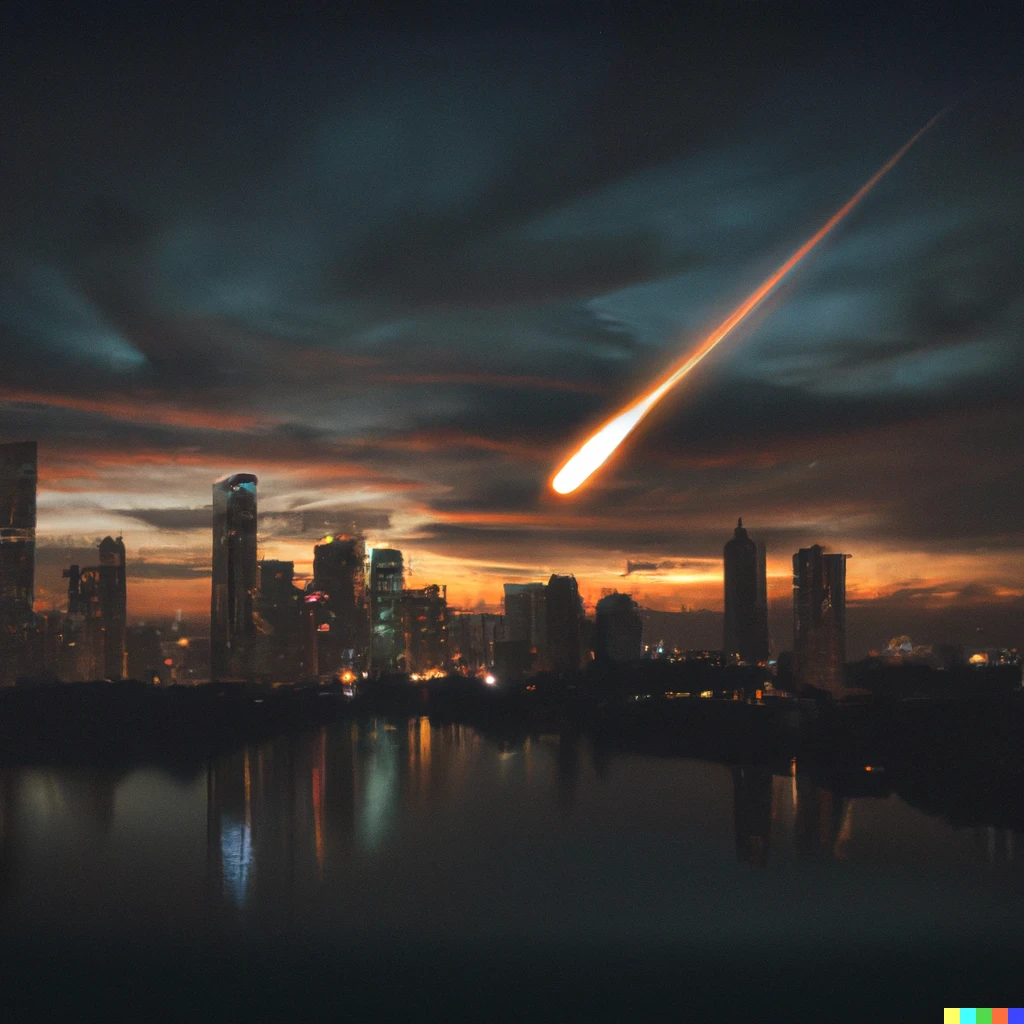 Prompt: Photo of a Meteor crashing into the city of Manila 