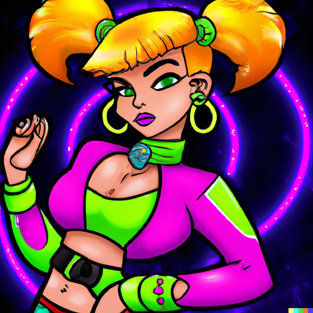 Prompt: Cyber punk style Daphne from Scooby Doo