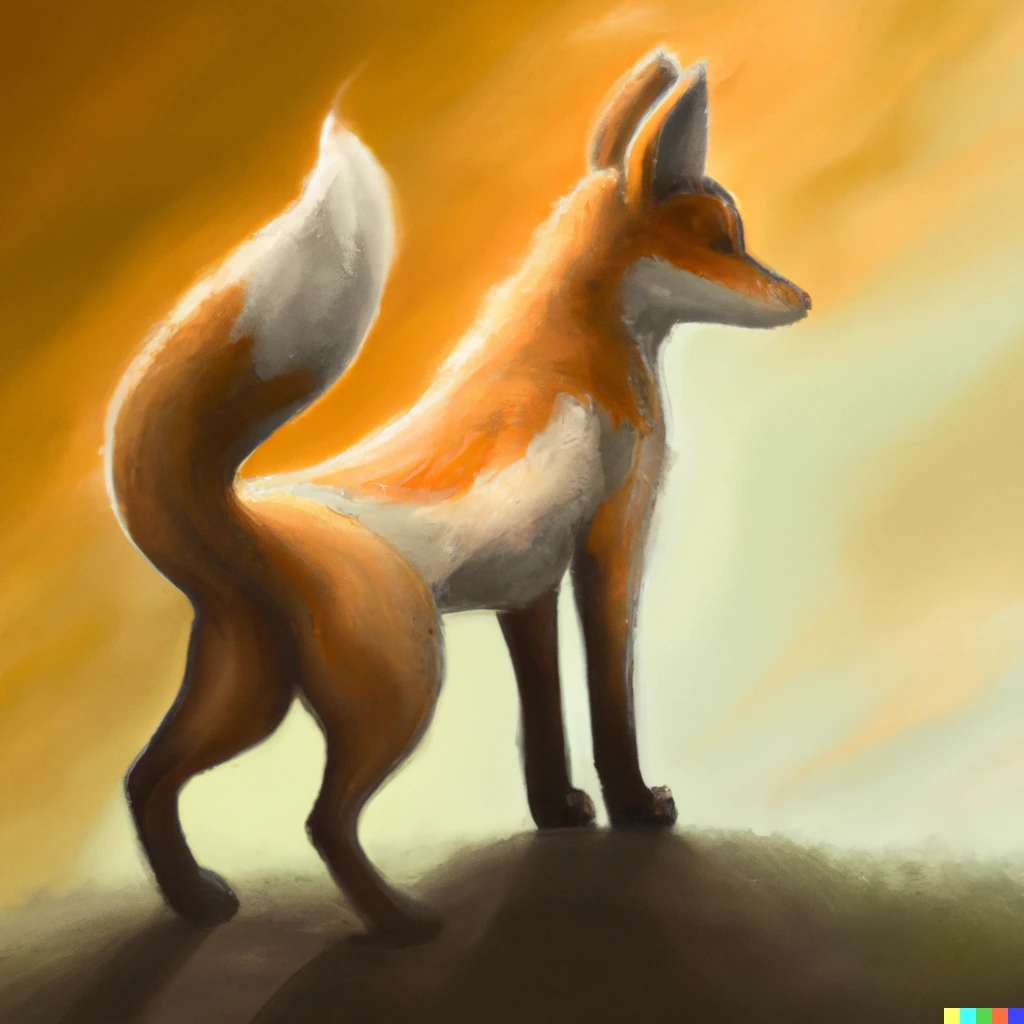 Prompt: a painting of a fox in the style of Frank Frazetta 