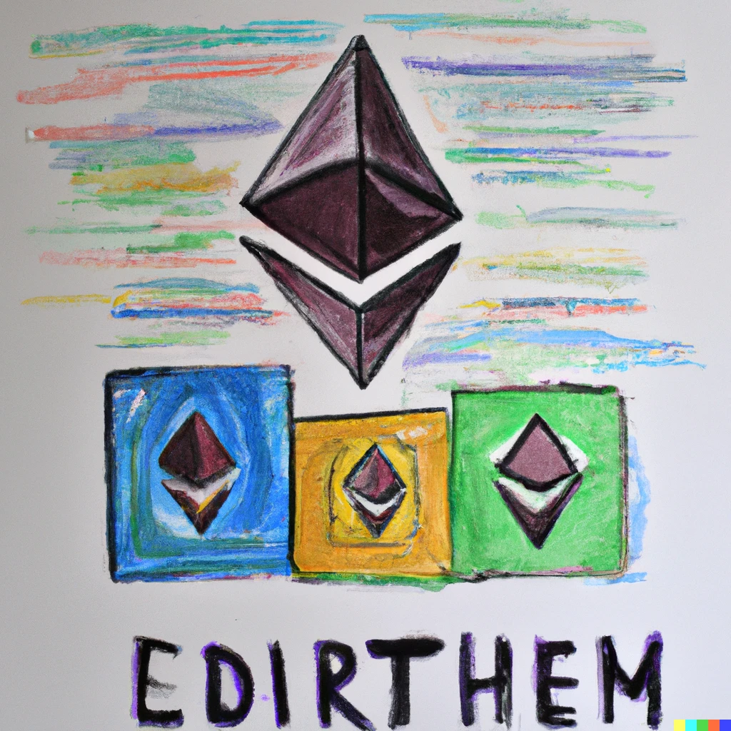 Prompt: an oil pastel painting about ethereum and defi