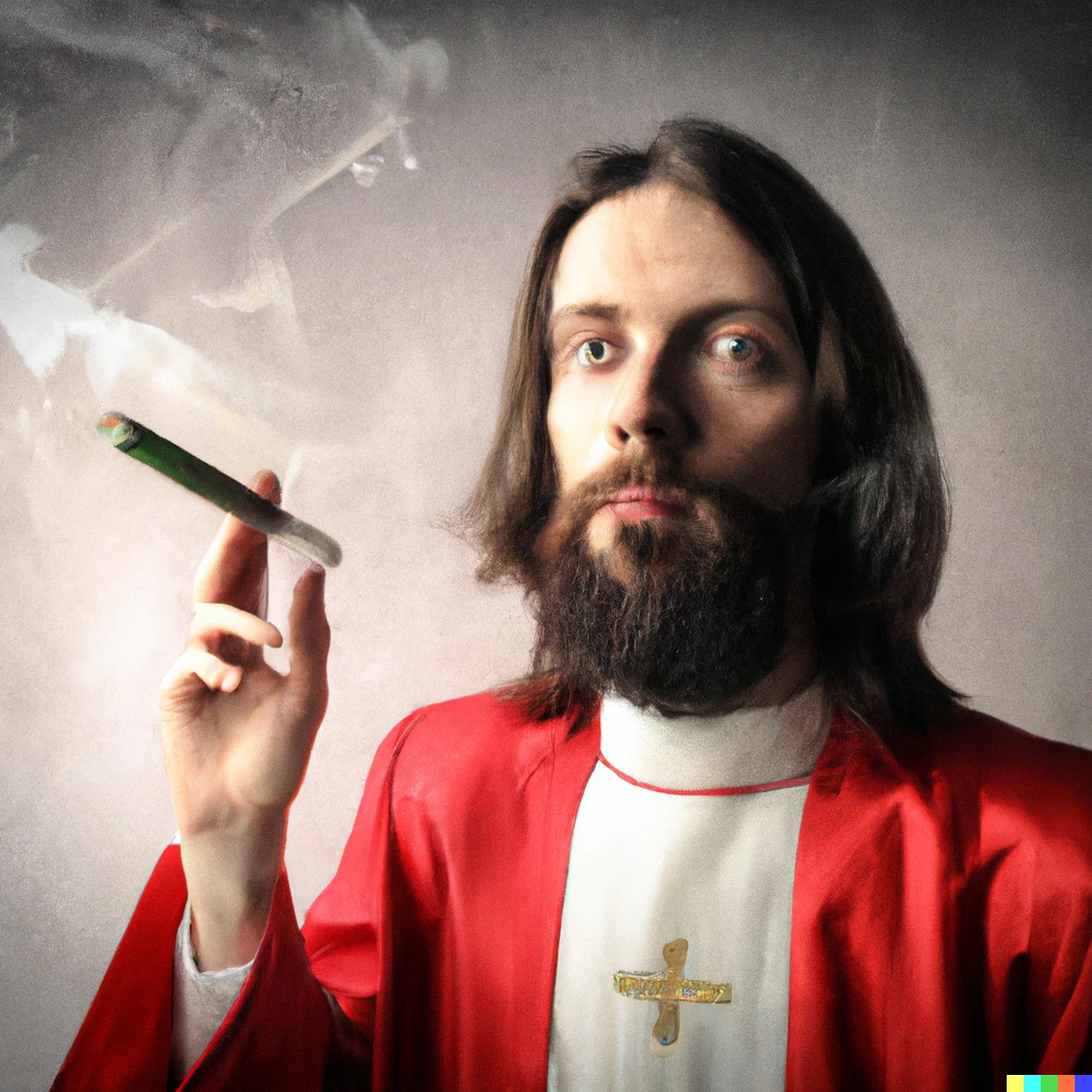 Prompt: Jesus smokes