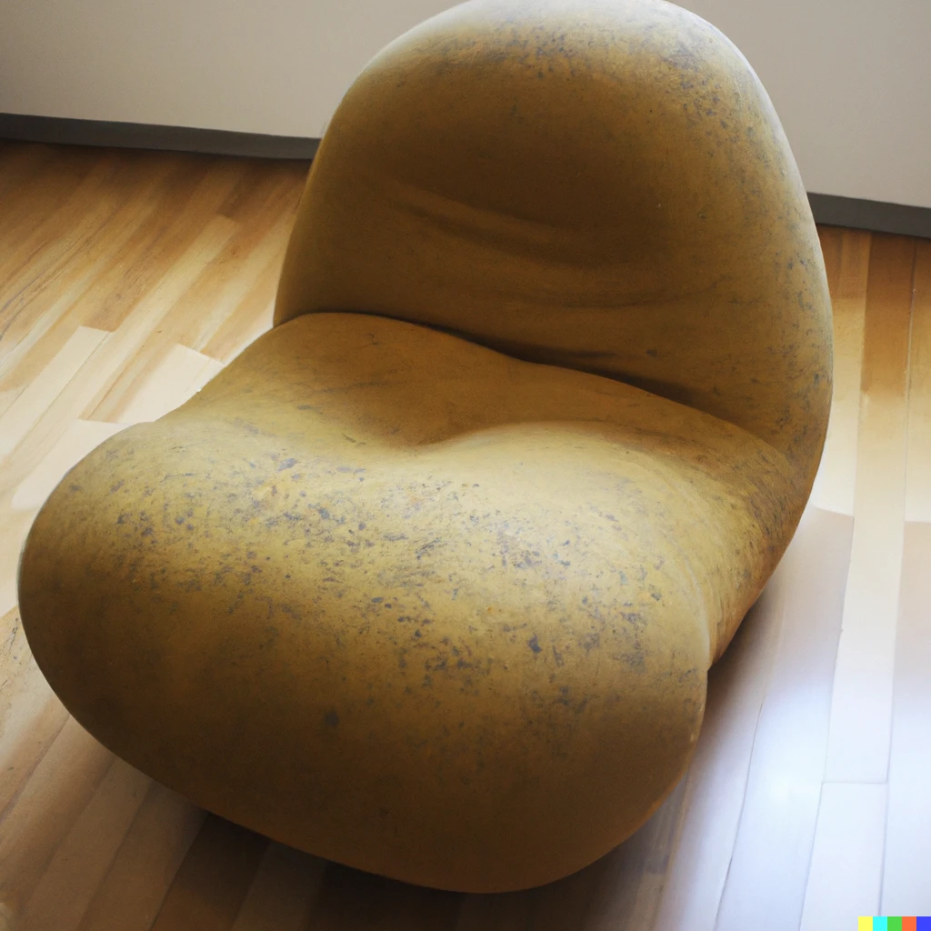 Prompt: an armchair in the shape of a potato.
