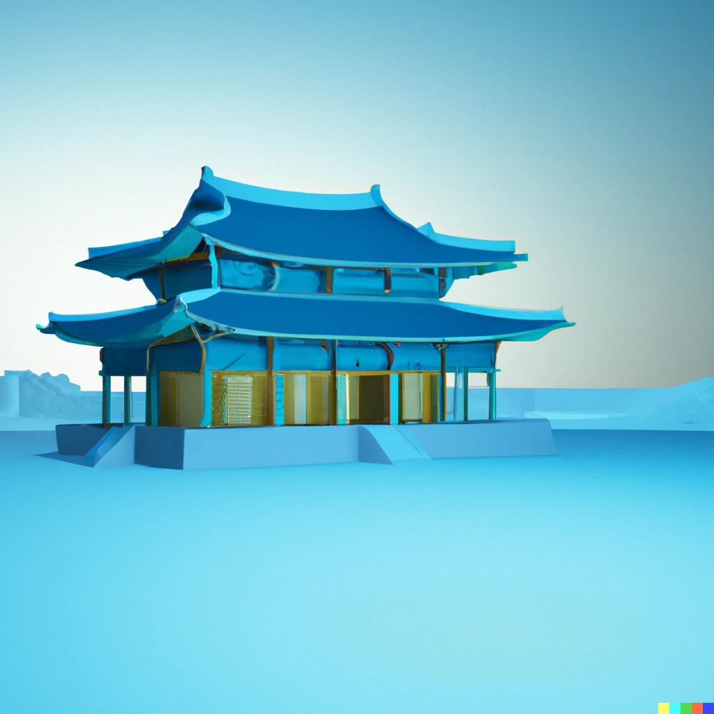 Prompt: 3d rendering of a Korean palace, digital art.